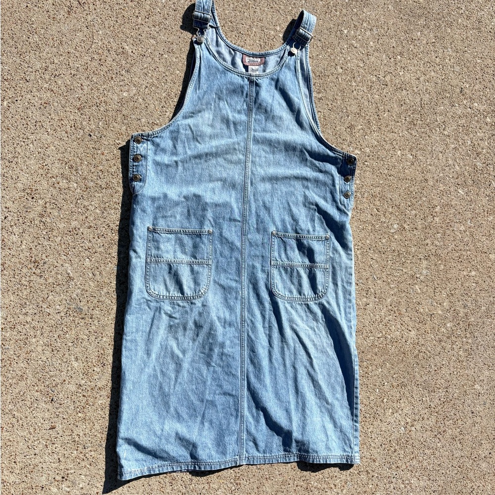 Vintage Denim Overall Dress with Pockets Premier International For Ladies Sz XL